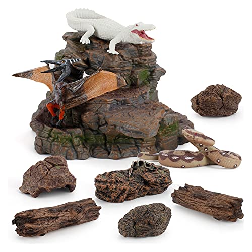 HEQIE-YONGP Trenes Modelo, Paisaje de Piedra Artificial de PVC bañadores de árbol decoración de Roca Falsa Modelo con Accesorio Diorama Animal Escena de Dinosaurio Ornamento de Acuario