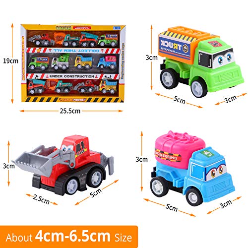 Herefun 12 Pcs Mini Coches Cars, Mini Die Cast Set, Juego de Coches de Juguete Vehículos, Tire hacia Atrás Coches de Juguetes para 3 años Niños Niñas