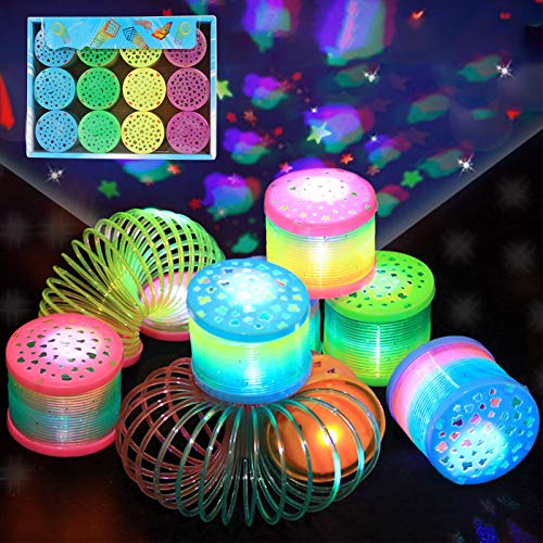 Herefun 12 Rainbow Spiral Juguete por Niños, Juguetes Luminosos, Arco Iris Espiral Primavera, Juguetes de Primavera del Arcoiris, Juguete Mágico Elástica Niños Fiesta de Cumpleaños