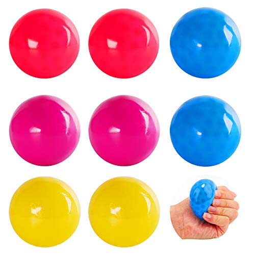 Herefun 8 Piezas Bola para Aliviar el Estrés, 4 Colores Juguetes de Descompresión, Bolas Fluorescentes Stickytarget, Juguete Antiestrés de Bola para Adultos y Niños (Color1)