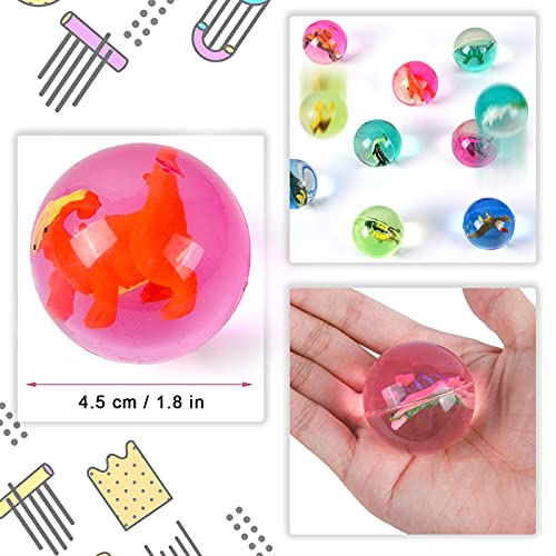 Herefun Bolas Rebotadoras, 10 Pcs Dinosaurios Pelotas Saltarinas y 10Pcs Pegatinas de Dinosaurio, 45 mm Bouncy Ball, Pelota de Goma, Party Bag Filler para Premios Niños Cumpleaños Regalos de Fiest