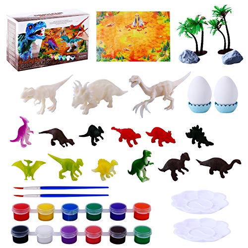 Herefun Pintar Dinosaurio Juguetes para Niños, Kit Juguetes de Dinosaurios de Pintura 3D Juguetes Dinosaurios Creativo Dinosaurio Pintar Juguetes Kit Regalos de Juguetes Dinosaurios para Niños, Niñas