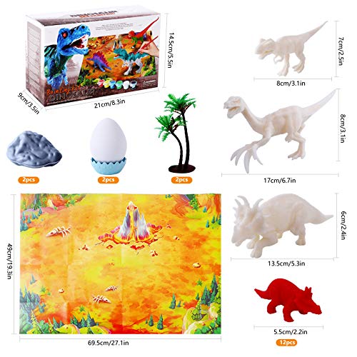 Herefun Pintar Dinosaurio Juguetes para Niños, Kit Juguetes de Dinosaurios de Pintura 3D Juguetes Dinosaurios Creativo Dinosaurio Pintar Juguetes Kit Regalos de Juguetes Dinosaurios para Niños, Niñas