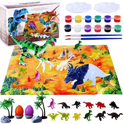 Herefun Pintar Dinosaurio Juguetes para Niños, Kit Juguetes de Dinosaurios de Pintura 3D Juguetes Dinosaurios Creativo Dinosaurio Pintar Juguetes Kit Regalos de Juguetes Dinosaurios para Niños, Niñas