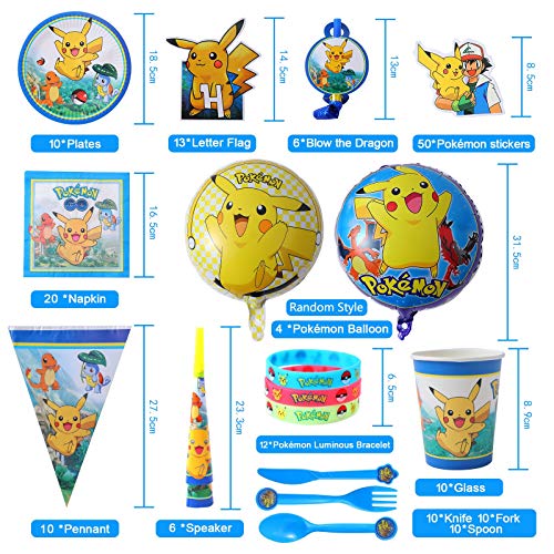 Hereneer 172 Piezas Decoración de Fiesta de Team, Party Supplies Set, Artículos para Fiestas para Niños, Vajilla de Fiesta de cumpleaños con Globos Pegatinas