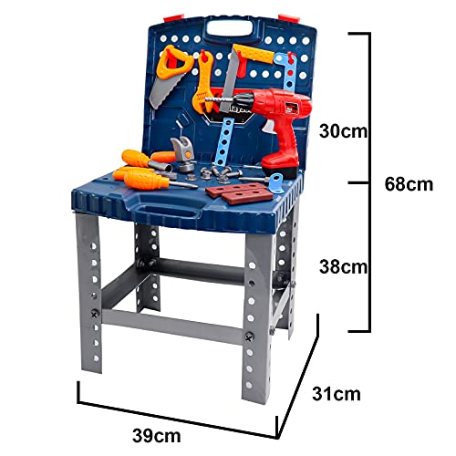 Herramientas Juguete Banco de Trabajo Banco de Herramientas Juguete Niños 3 4 5 6 Años,Caja Herramientas Juguete mesa Trabajo Taller Juegos Imitación Rol Educativos Niños 3 4 5 6 Años