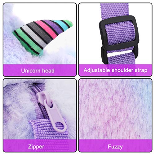 Hifot Unicornio Joyas Niñas Peluche Bolso Collar Pulsera Anillo Aretes Pelo Pinza Princesa Conjunto de Joyas,Bandolera Monedero Niña Accesorios Joya Regalo Fiesta Accesorios Vestido Dress up