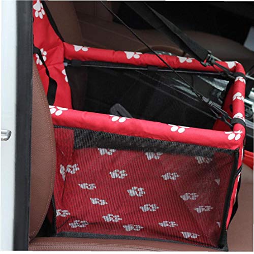 Hiinice Asiento Perro portátil Coche del Asiento del Perro casero Elevador para el automóvil con el Correo Clip-On de Seguridad y Blanket Red de Pequeños Animales Perros y Gatos