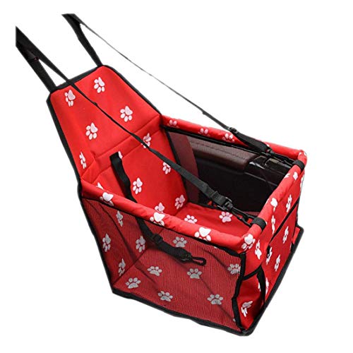 Hiinice Asiento Perro portátil Coche del Asiento del Perro casero Elevador para el automóvil con el Correo Clip-On de Seguridad y Blanket Red de Pequeños Animales Perros y Gatos