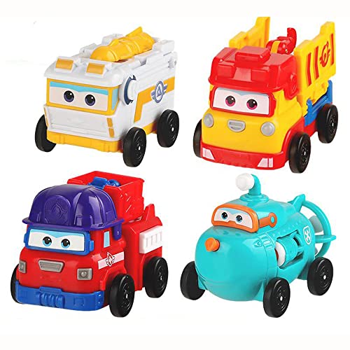 HIL Juego De Vagones De Fricción Mini Super Wings Sparky Remi Rover Willy Set Caja De Regalo Submarino Juguetes De Los Niños Juguete Robot De Deformación Regalo Creativo