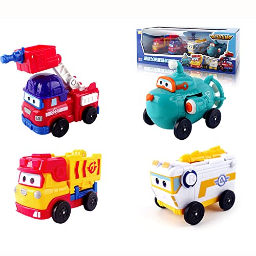 HIL Mini Super Wings Juego De Vagones De Fricción Sparky Remi Rover Willy Set Caja De Regalo Submarino Vehículo De Ingeniería Juguete Robot De Deformación Regalo Creativo