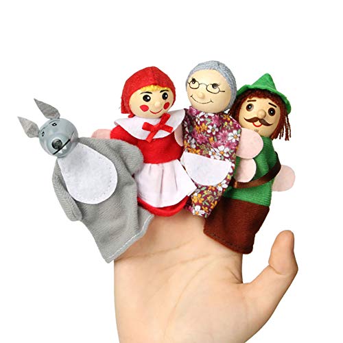 Hilai 4pcs Caperucita Roja de Animales Títeres de Juguetes educativos muñeca de Dibujos Animados Cuentacuentos Marionetas de los Cabritos del Terciopelo Suave de la Historia del Dedo