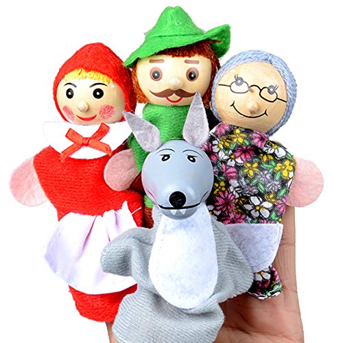 Hilai 4pcs Caperucita Roja de Animales Títeres de Juguetes educativos muñeca de Dibujos Animados Cuentacuentos Marionetas de los Cabritos del Terciopelo Suave de la Historia del Dedo