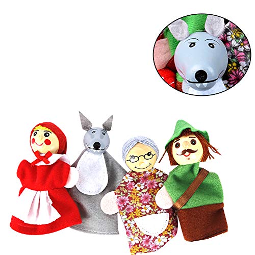 Hilai 4pcs Caperucita Roja de Animales Títeres de Juguetes educativos muñeca de Dibujos Animados Cuentacuentos Marionetas de los Cabritos del Terciopelo Suave de la Historia del Dedo