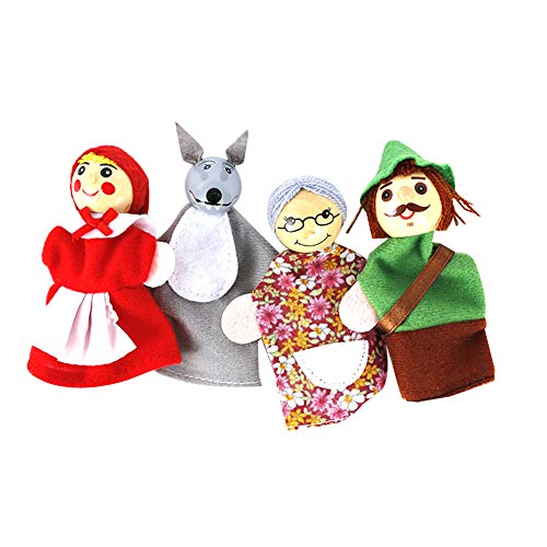 Hilai 4pcs Caperucita Roja de Animales Títeres de Juguetes educativos muñeca de Dibujos Animados Cuentacuentos Marionetas de los Cabritos del Terciopelo Suave de la Historia del Dedo