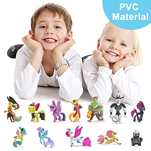 Hilloly 12 PCS Unicornio Decoración de Tartas Poni Cake Topper Mini Juego de Figuras Niños Fiesta de cumpleaños Pastel Decoración Regalo Unicornio Adorno para Tarta