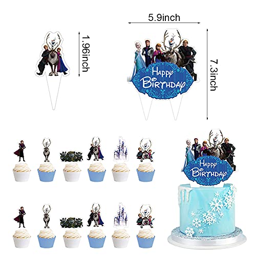 Hilloly 38 pcs Frozen Fiesta Cumpleaños Decoración para Niños Congelado Pancarta de Cumpleaños Baby Shower Decoraciones de Fondo Princesa Adornos Tartas Globo