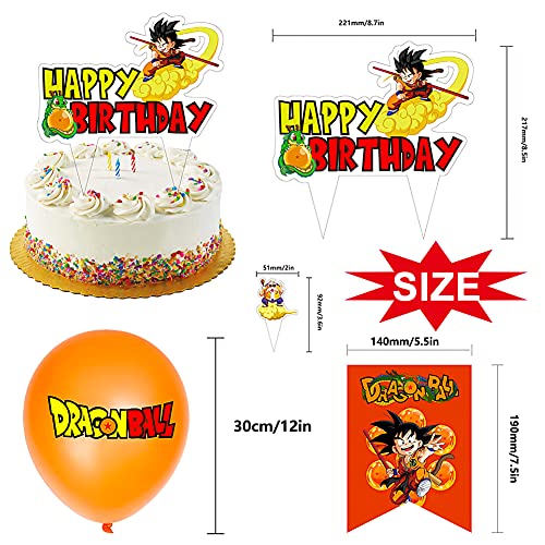 Hilloly Kit de Globos de Dragon Ball, Decoracion Cumpleaños, pancartas de Globos de Feliz cumpleaños, decoración de Fiesta de Fondo de cumpleaños Globos de Dragon Ball for Kids Gift 34 Piezas