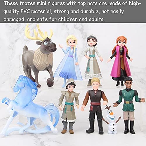 Hilloly Princesa Congelada Cake Topper, 9 Pcs Frozen Cake Topper, Mini Juego de Figuras Niños, Pastel Decoración Suministros, Baby Shower Fiesta de Cumpleaños Pastel Decoración Suministros