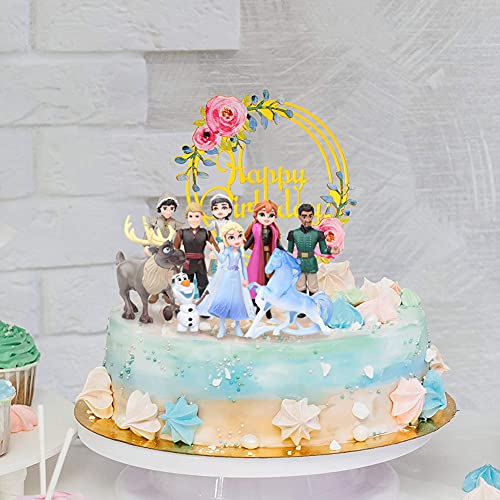 Hilloly Princesa Congelada Cake Topper, 9 Pcs Frozen Cake Topper, Mini Juego de Figuras Niños, Pastel Decoración Suministros, Baby Shower Fiesta de Cumpleaños Pastel Decoración Suministros