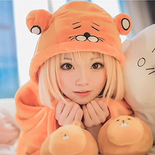 Himouto Umaru-chan Cape Cloak DOMA Umaru Sudadera con capucha Anime Franela Manta Lindo Oído Sudadera Kawaii con Capucha Baggy Poncho Abrigo Orang Japonés Cosplay Disfraz, naranja, M