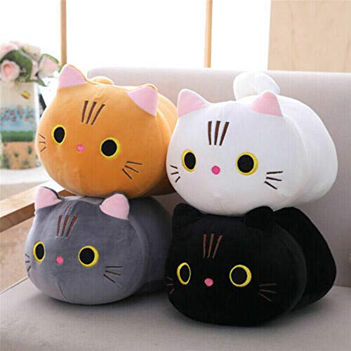 Hjinyu Almohada Peluche en Gato Negro Gato Cojín Suave Peluche Gatito Muñeco de Peluche de Gato Almohada para Abrazar Juguete de Animado Gato para Novia, Niños, Esposa (Gris)