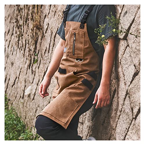 HJUIK Delantales De Exterior De Lona Vaquera para Hombres Mujeres Delantal De Ropa De Trabajo De Pintura De Peluquería De Cerámica De Jardinería (Color : Brown, Size : 80x60cm)