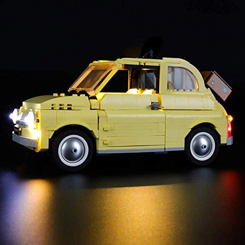 HLEZ Conjunto de Luces para Creador Experto Fiat 500 Modelo de Construcción de Bloques, USB Juego de Luces Compatible con Lego 10271 (Modelo Lego no Incluido)