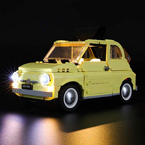 HLEZ Conjunto de Luces para Creador Experto Fiat 500 Modelo de Construcción de Bloques, USB Juego de Luces Compatible con Lego 10271 (Modelo Lego no Incluido)