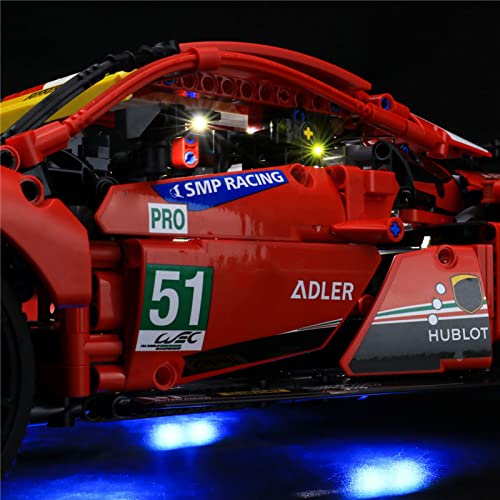 HLEZ Juego De Luces para Lego Ferrari 488 GTE AF Corse #51" Compatible con Ladrillos De Construcción Lego Modelo 42125, Juego De Legos No Incluido