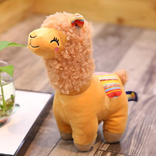 holilest Muñecos de Peluche, New 25cm Smile Stripe Alpaca Llama Plush Animals Toy Muñeco de Peluche Juguetes para niños Regalos de cumpleaños-Blanco