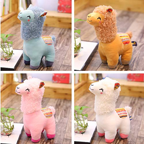 holilest Muñecos de Peluche, New 25cm Smile Stripe Alpaca Llama Plush Animals Toy Muñeco de Peluche Juguetes para niños Regalos de cumpleaños-Blanco