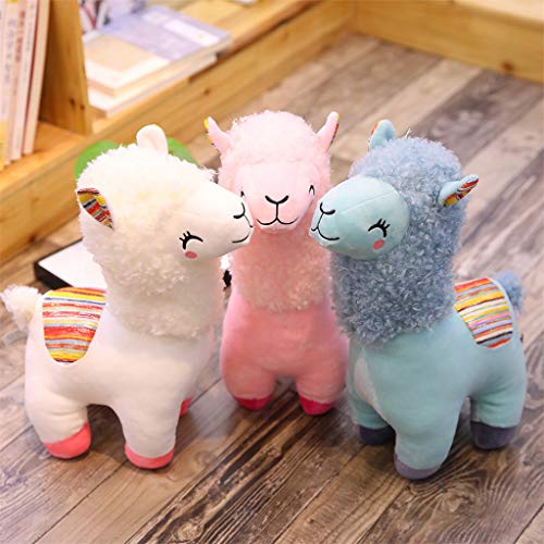 holilest Muñecos de Peluche, New 25cm Smile Stripe Alpaca Llama Plush Animals Toy Muñeco de Peluche Juguetes para niños Regalos de cumpleaños-Blanco