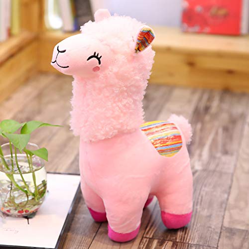 holilest Muñecos de Peluche, New 25cm Smile Stripe Alpaca Llama Plush Animals Toy Muñeco de Peluche Juguetes para niños Regalos de cumpleaños-Blanco