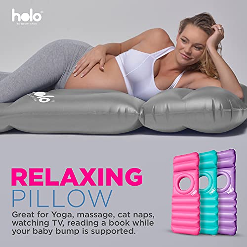 HOLO - Lilo de maternidad inflable - Previene el dolor de espalda y apoya tu barriga durante el embarazo - Almohada de maternidad suave y de apoyo (plateada)