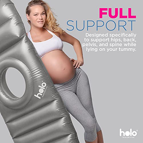 HOLO - Lilo de maternidad inflable - Previene el dolor de espalda y apoya tu barriga durante el embarazo - Almohada de maternidad suave y de apoyo (plateada)