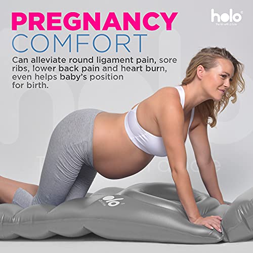 HOLO - Lilo de maternidad inflable - Previene el dolor de espalda y apoya tu barriga durante el embarazo - Almohada de maternidad suave y de apoyo (plateada)