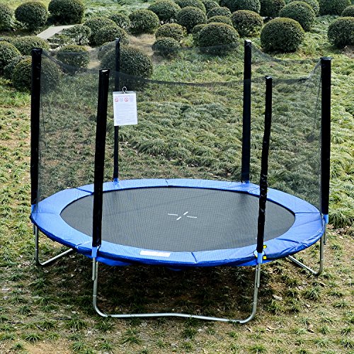 HOMCOM Cama Elástica Ø244cm + Red de Seguridad Set Trampolín para Jardín Carga Máx. 100Kg Azul y Negro