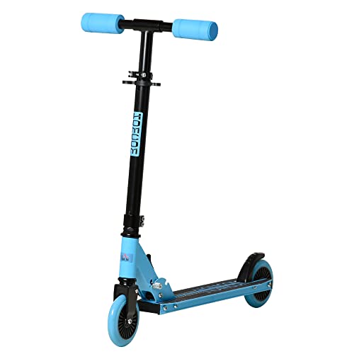 HOMCOM Patinete para Niños de +3 Años Plegable Scooter de 2 Ruedas con Manillar Altura Ajustable Freno Posterior y Pedal Antideslizante Carga 50 kg 67,7x34x79,5-89,5 cm Azul