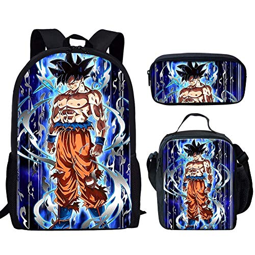 HOOBBI 3 en 1 Bolsos de Escuela for Chicas de Secundaria Estudiante de Primaria Animado Mochila Mochila los niños Bolsa de Libros, Ultra Instinto Goku Super Saiyan Z (Color : Dragon Ball6)