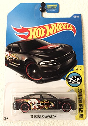 Hot Wheels Dodge Charger SRT 2018 Mopar - Cargador (escala 1:64), color negro mate