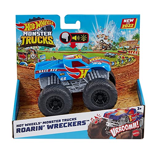 Hot Wheels Monster Trucks Race Ace Luces y sonidos Coche de juguete escala 1:43 (Mattel HDX63)