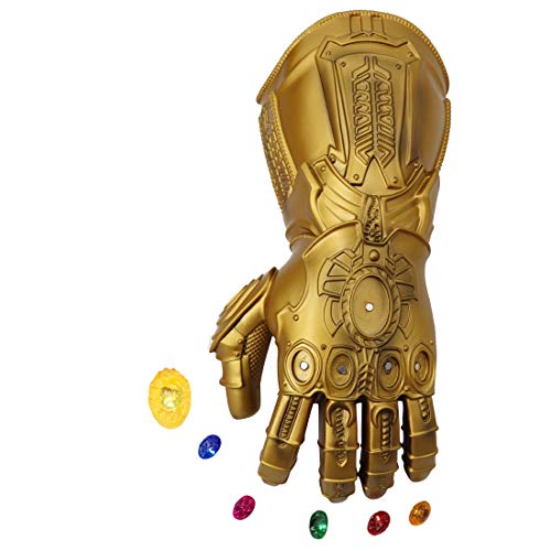 Hpparty 2019 Ironman Infinity Guantelete Thanos guante – Separable magnético con piedras infinitas versión-3 modos de luz intermitente (dorado)