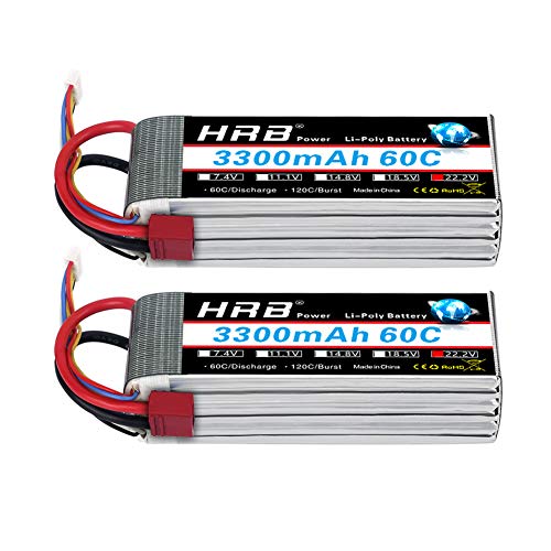 HRB 22.2V Batería LiPo 3300mAh, Lipo 6S Batería 60C Deans T Enchufe para RC Avión RC Helicóptero RC Quadcopter Drone Car Truck Modelo de Barco (2 Paquetes)