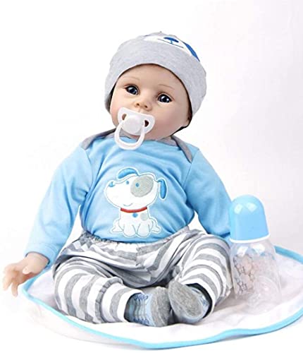 HRYEOY Muñecos Bebé Reborn Niño Realista 22 Inch 55cm Recién Nacido Silicona Suave Vinilo Bebe Reborn niño Lifelike Regalo de Juguete Reborn Dolls