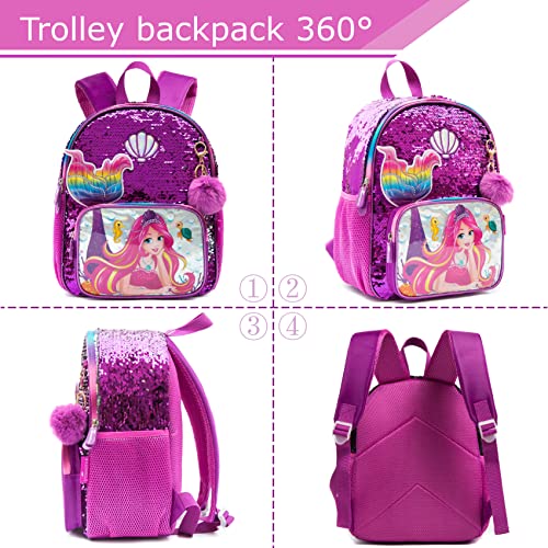 HTgroce Mochilas Escolares de Sirena para niñas con Estuche Escolar,Mochila para niños pequeños con para jardín de Infantes, niños, Viajes, Lindos Regalos para niñas