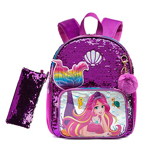 HTgroce Mochilas Escolares de Sirena para niñas con Estuche Escolar,Mochila para niños pequeños con para jardín de Infantes, niños, Viajes, Lindos Regalos para niñas