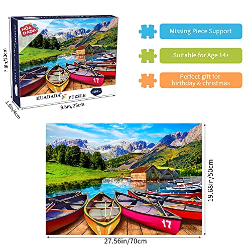 HUADADA Puzzle de 1000 Piezas | Italy Alpine Lake | 1000 puzles clásicos Coloridos (70 x 50 cm)