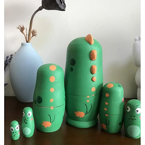 HUANHUI Matryoshka del Ruso Matrioskas Dinosaurio Nesting Muñecas Matryoshka Stacking Set Nested Set 6 Pieces Toys Hecho A Mano Regalo para Niños Muñecas Matrioska