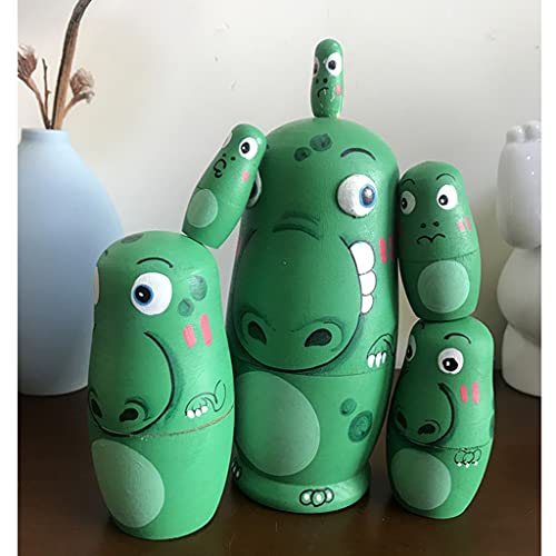 HUANHUI Matryoshka del Ruso Matrioskas Dinosaurio Nesting Muñecas Matryoshka Stacking Set Nested Set 6 Pieces Toys Hecho A Mano Regalo para Niños Muñecas Matrioska